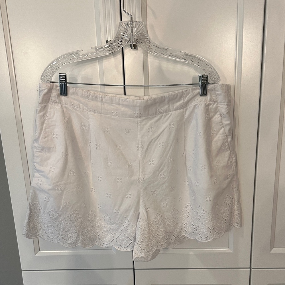 LOFT High Waist White Eyelet Shorts